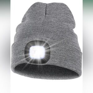 Unisex Hat with Light, USB Rechargeable Hands‎ Free Headlamp LED Beanie NWT